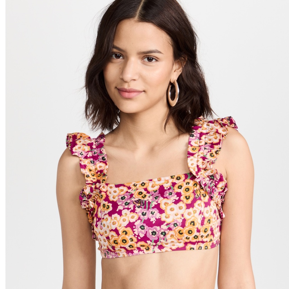 Banjanan sz Small Floral Ruffle Women's crop top
